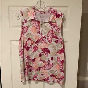 Floral Sleeveless Polo Shirt